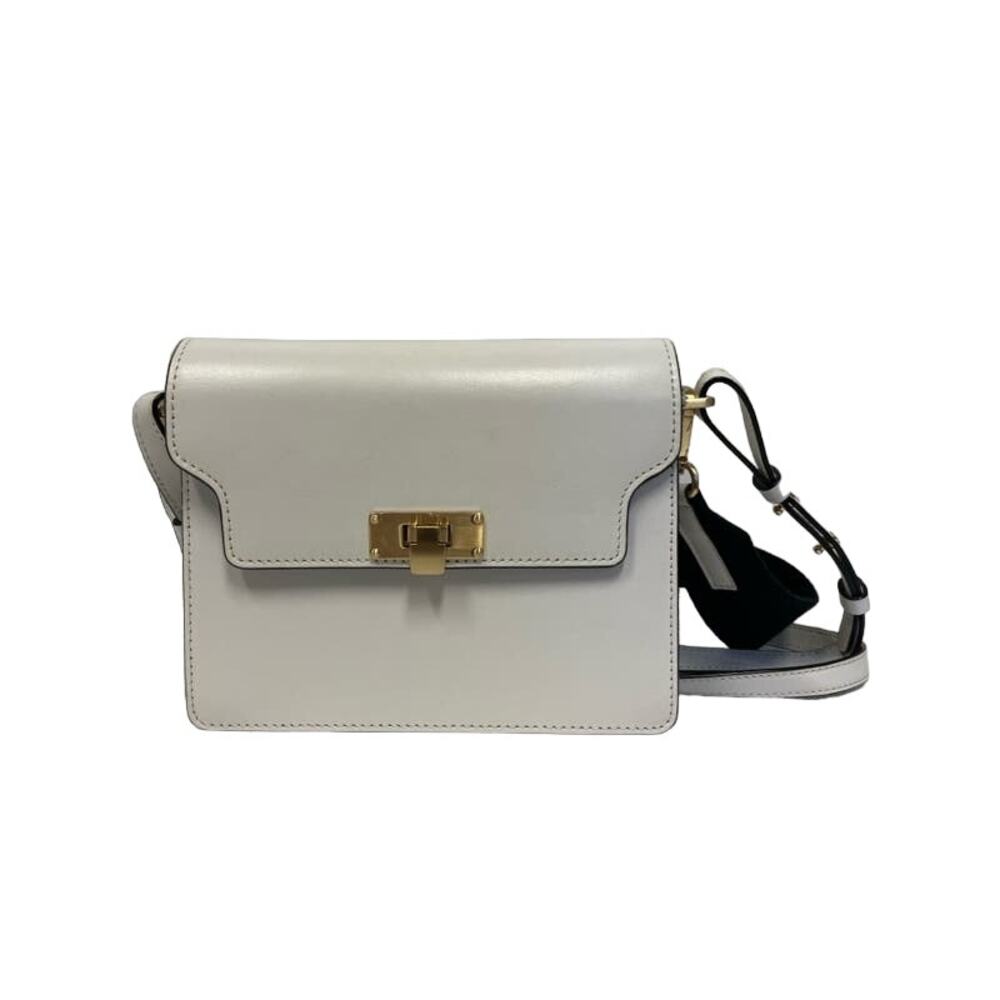 MARGE SHERWOOD White Leather Turnlock Crossbody Shoulder Bag